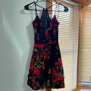 Windsor Flower Print Flare Dress with Cutout Back